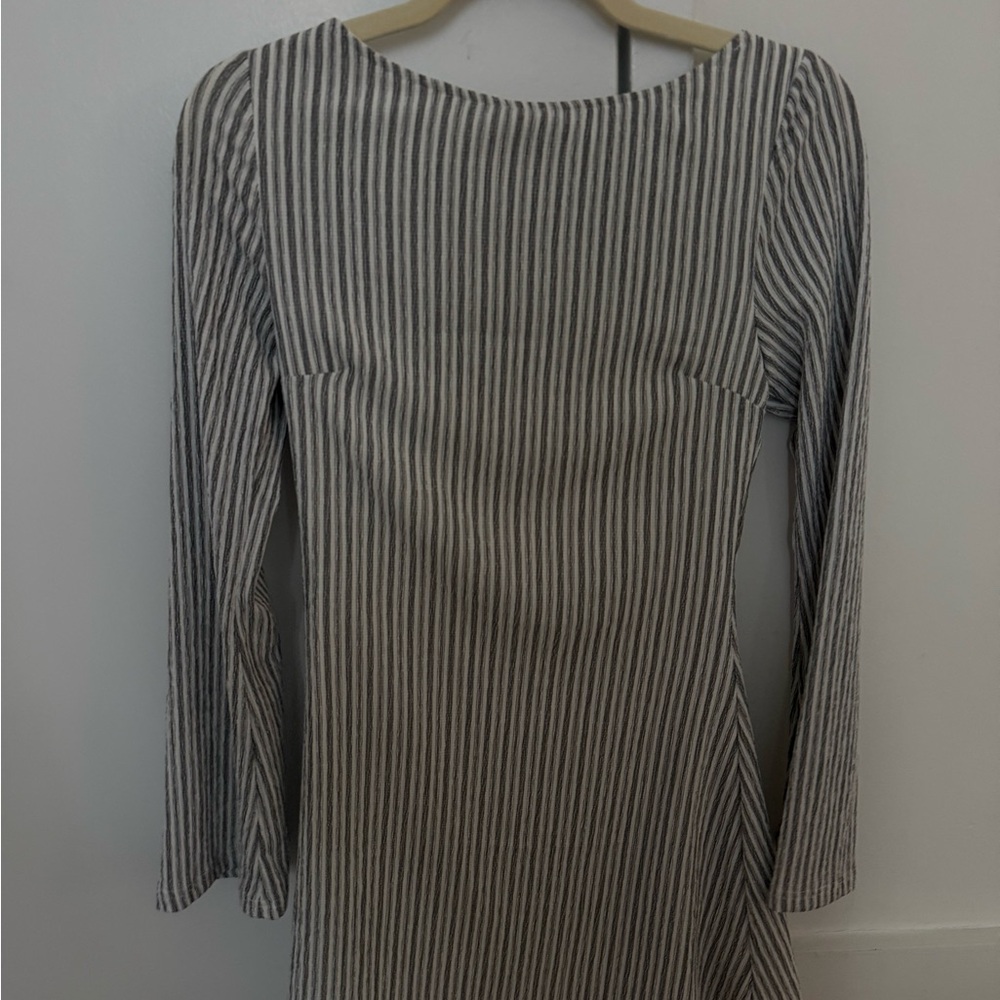 Chic Striped Long Sleeve Mini Dress
